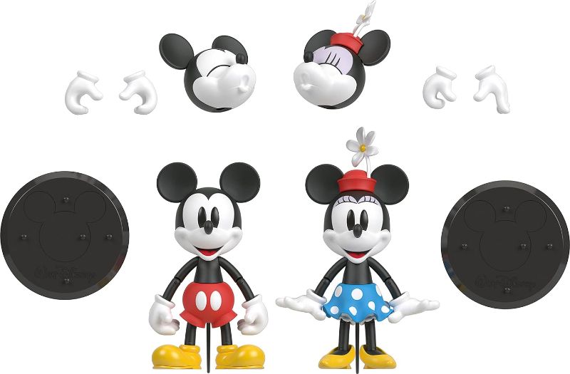 Photo 1 of Disney 100 Collectible Action Figures Mickey and Minnie Mouse, Posable Characters, Swappable Head & Hands, Soft Good Elements
