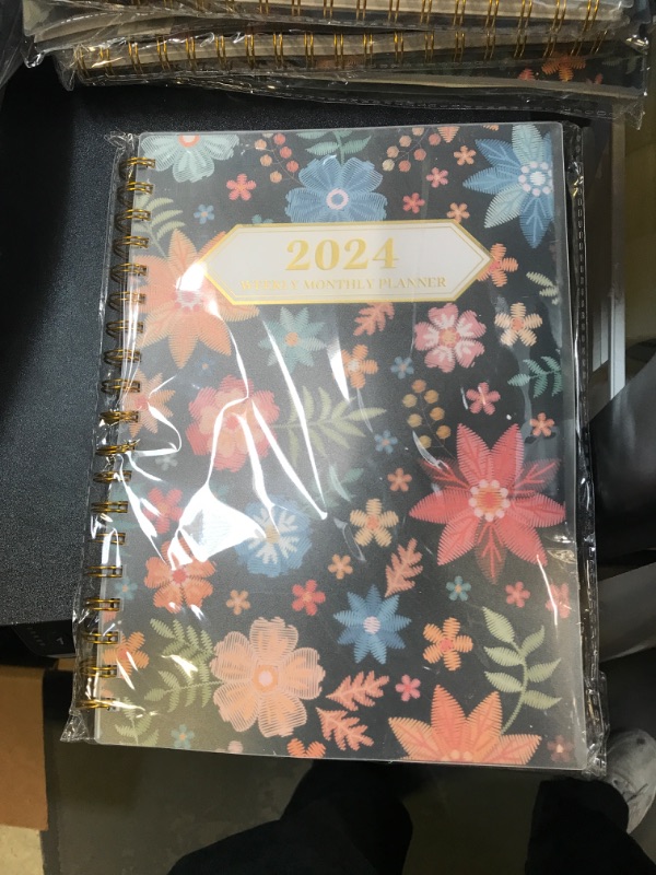 Photo 1 of Ymumuda Planner 2024, 12-Month Planner from JAN.2024 to DEC.2024, 7" X 10", Weekly Monthly Planner 2024 with Waterproof Cover, Sticky Index Tabs, Large Writing Blocks, Floral 01