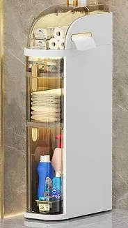 Photo 1 of 4-Tiers Slim ???????? ??????? ???????, Narrow Bathroom Storage, Movable Bathroom Storage Organizer for Small Spaces-Out of Box