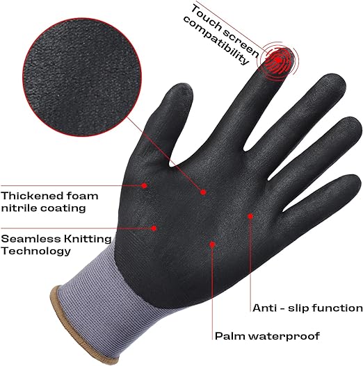 Photo 1 of 
JDL Work Gloves with Micro Foam Nitrile Coated, Touch Screen Compatible,US Patent Seamless Knit Nylon Safety Gloves size xxl 