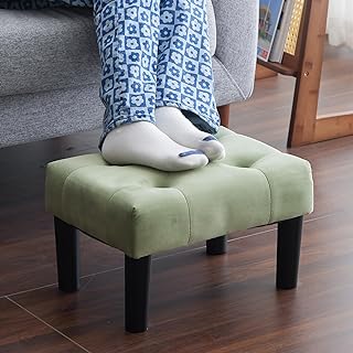 Photo 1 of viewcare Ottoman Foot Stool, Green Small Ottoman footrest, Velvet Soft Footrest Ottoman with Wood Legs, Sofa Footrest Extra Seating for Living Room Entryway Office https://a.co/d/944oisR