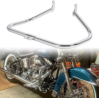 Photo 1 of ECOTRIC Chrome Engine Guard Highway Crash Bar Compatible with 2000-2017 Harley Heritage Softail Fat Boy Springer FLST Replacement for HD49004-00 https://a.co/d/bn5ql0W