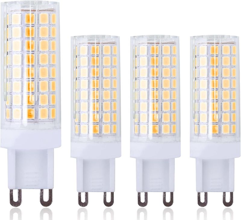 Photo 1 of 10W G9 LED Bulbs (4 Pack)-102 LEDs 2835 SMD 80W Halogen Enquivalent G9 Bi-Pin Ceramics Base AC110V Dimmable 3000K Warm White 10W G9 LED Bulbs for Home Lighting, Ceiling Fan (Warm White)
