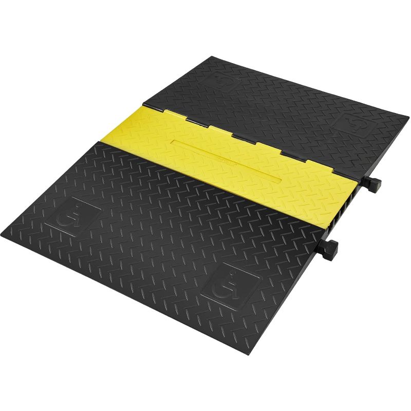 Photo 1 of VEVOR Rubber Cable Protector Ramp, 5 Channel, 22000 lbs/axle Capacity Heavy Duty Wire Cover Ramp Hose Cord Ramp Driveway, Traffic Speed Bump with Flip-Open Top Cover, ADA Compliant for Indoor & Outdoo

