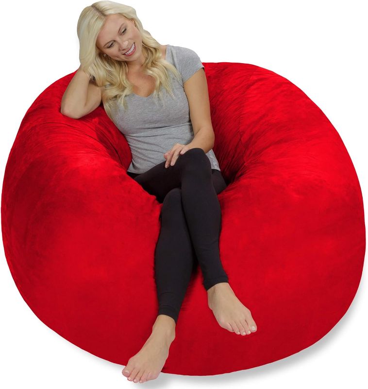 Photo 1 of Chill Sack Bean Bag Chair: Giant 5' Memory Foam Furniture Bean Bag - Red