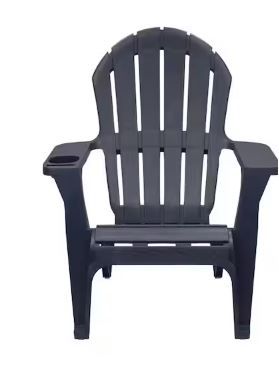 Photo 1 of Midnight Blue Plastic Adirondack Chair with Cup and Phone Holder
