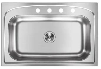 Photo 1 of Pergola 33in. Drop-in 1 Bowl 20 Gauge Stainless Steel Sink Only and No Accessories