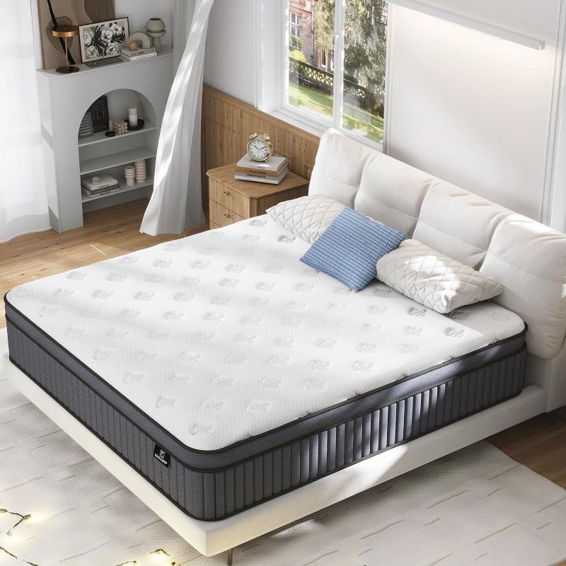 Photo 1 of King Size Mattress - Upgrade Strengthen - 12 Inch Hybrid King Mattress in a Box, Mattress King Size with High density Memory Foam and Independent Pocket Springs, Strong Edge Support,Firm
