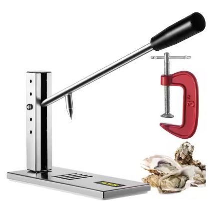 Photo 1 of Stainless Steel Oyster Shucker Tool Set Clam Opener Machine with G-Clip Solid Option for Hotel Buffets or Gift
