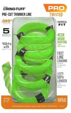 Photo 1 of Universal Fit .095 in. x 16 ft. Precut Pro Twisted Line for Gas and Select Cordless String Grass Trimmer Part/Lawn Edger

