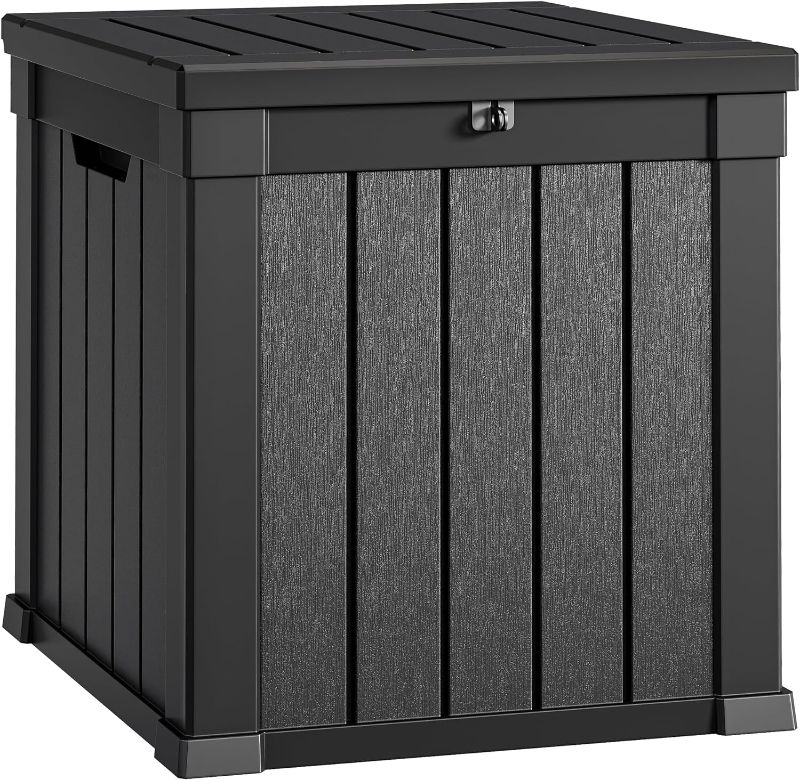 Photo 1 of YITAHOME Deck Box, 51 Gallon Weather Resistant Outdoor Storage Container for Patio Cushions, Pool Supplies, Garden Tools, Lockable Lid and Side Handles, Black
