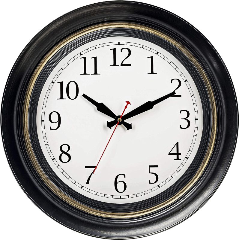 Photo 1 of Bernhard Products Large Wall Clock 18" Quality Quartz Silent Non Ticking, Battery Operated for Home/Living Room/Over Fireplace, Beautiful Decorative Timeless Stylish Dark Brown XL Clocks, Easy to Read