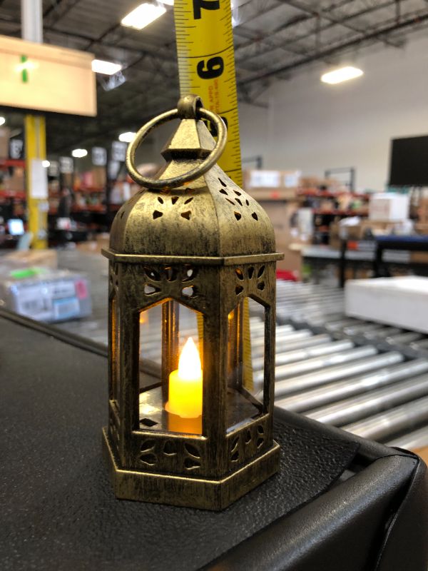Photo 1 of Small Gold colored battery powered candle lantern(height ~4-5in