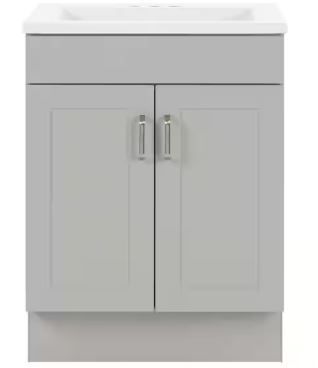 Photo 1 of Penford 25 in. W x 19 in. D x 33 in. H Single Sink Freestanding Bath Vanity in White with White Cultured Marble Top
