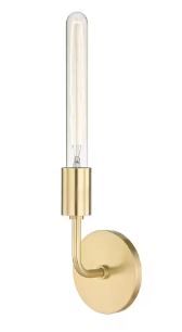 Photo 1 of Ava 1-Light Aged Brass 16.5 in. H Wall Sconce

