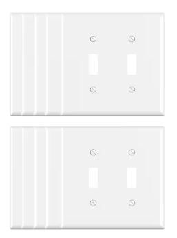 Photo 1 of 2 Gang Midsize Toggle Wall Plate, White (10-Pack)
