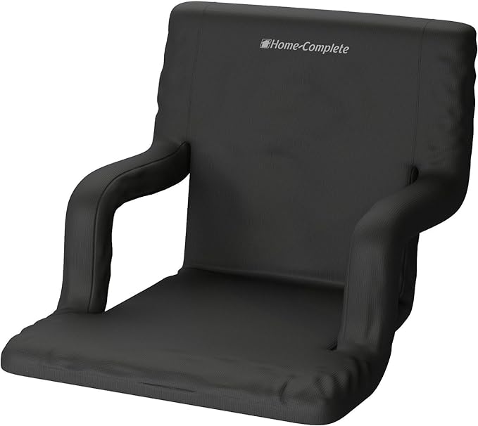 Photo 1 of Home-Complete Wide Stadium Seat Chair Bleacher Cushion, 1-Pack, Black
