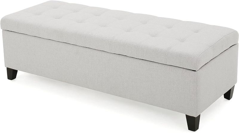 Photo 1 of Christopher Knight Home Mission Fabric Storage Ottoman, Light Grey
