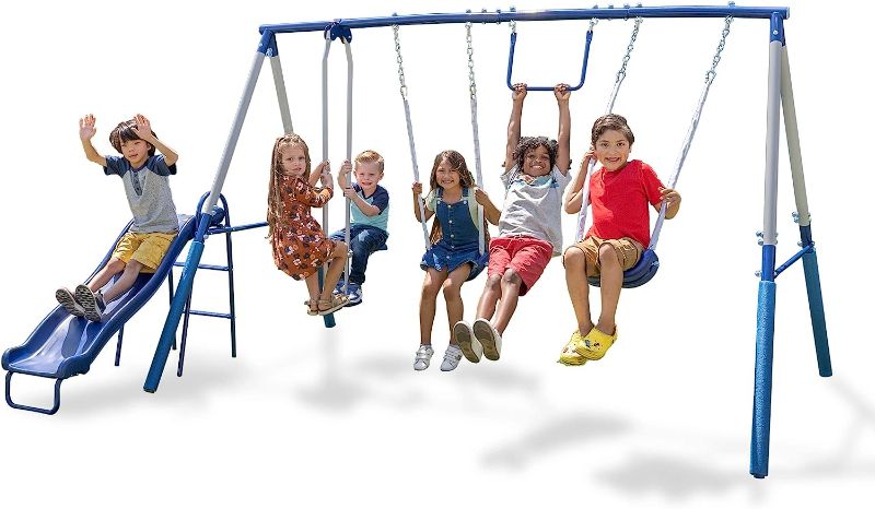 Photo 1 of Sportspower Arcadia Swing Set - Outdoor Heavy-Duty Metal Playset for Kids with Slide
