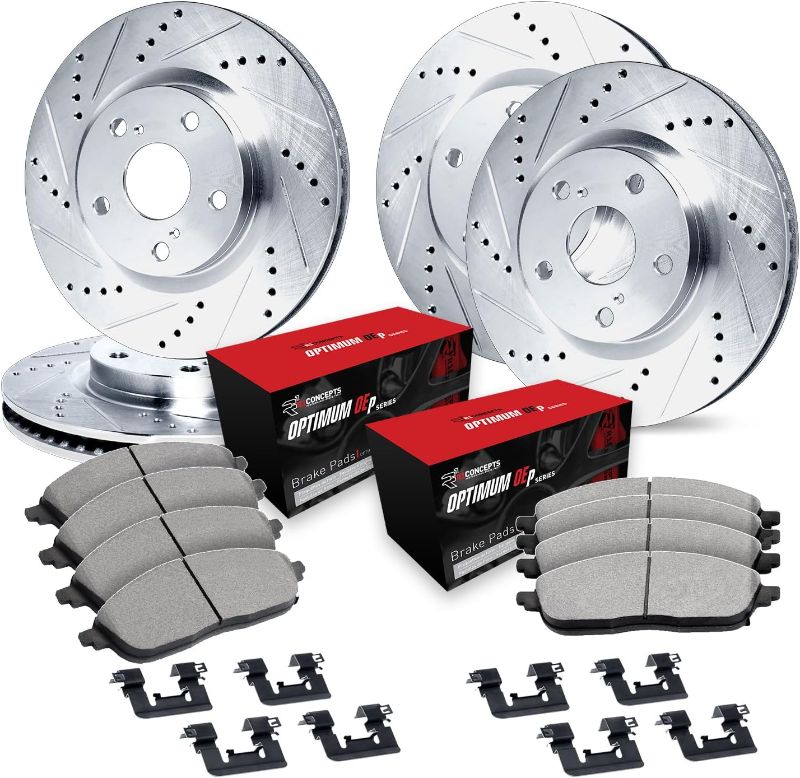Photo 1 of R1 Concepts Front Rear Brakes and Rotors Kit |Front Rear Brake Pads| Brake Rotors and Pads| Optimum OEp Brake Pads and Rotors| Hardware Kit WGUH2-31052
