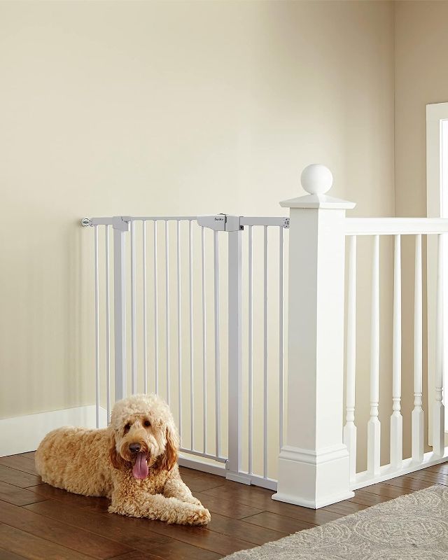Photo 1 of Cumbor 36" Extra Tall Baby Gate for Dogs and Kids with Wide 2-Way Door, 29.7"- 46" Width, and Auto Close Personal Safety for Babies and Pets, Fits Doorways, Stairs, and Entryways, White
