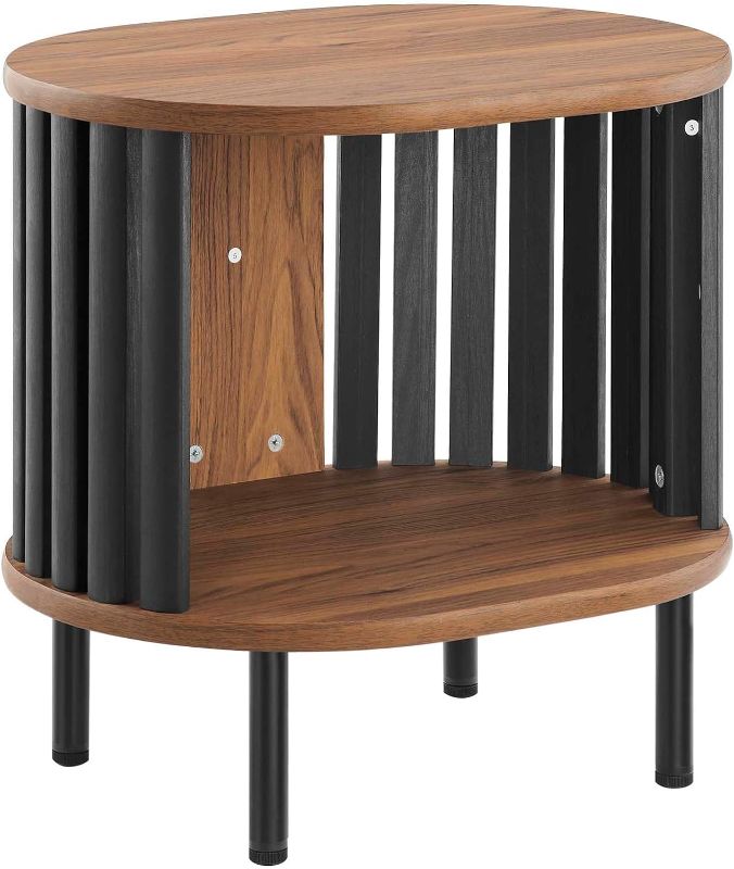 Photo 1 of Modway Fortitude Wood Side Table with Open Center Storage in Walnut/Black
