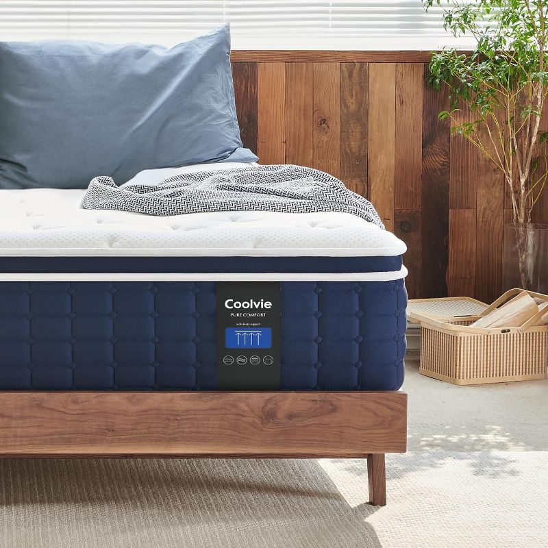 Photo 1 of Coolvie California King Mattress 12 Inch, Medium Feel Cal King Mattress in a Box, Hybrid Individual Pocket Springs with Memory Foam, Cooler Sleep with Pressure Relief and Support
