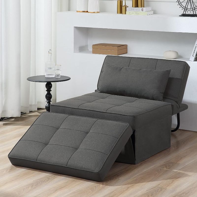 Photo 1 of Sofa Bed, 4 in 1 Multi-Function Folding Ottoman Breathable Linen Couch Bed with Adjustable Backrest Modern Convertible Chair for Living Room Apartment Office, Dark Grey