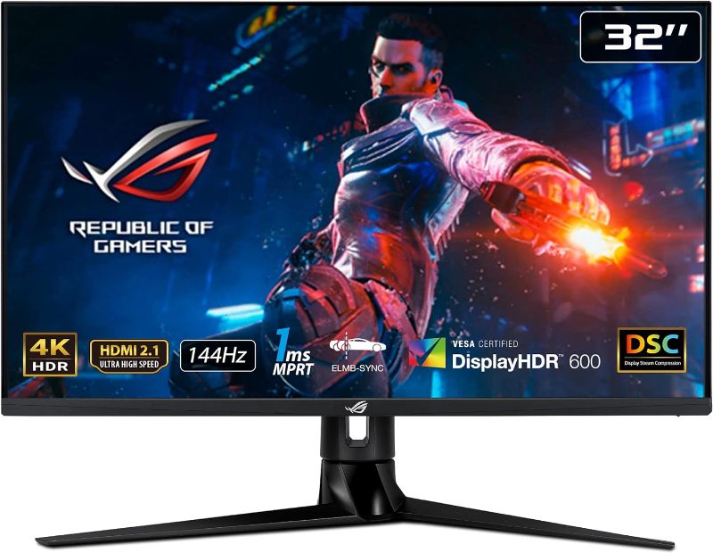 Photo 1 of ASUS ROG Swift PG32UQR - Monitor para juegos de 32 pulgadas 4K HDR 144Hz DSC HDMI 2.1 - UHD (3840 x 2160), IPS, 1 ms, compatible con G-SYNC, sincronización de desenfoque de movimiento extremadamente
