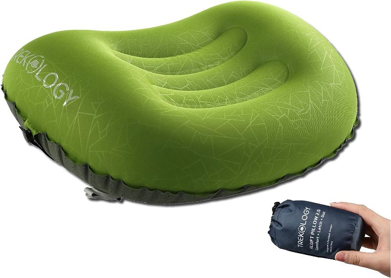Photo 1 of TREKOLOGY Ultralight Inflatable Camping Travel Pillow - ALUFT 2.0 Compressible, Compact, Comfortable, Ergonomic Inflating Pillows for Neck & Lumbar Support While Camp, Hiking, Backpacking
