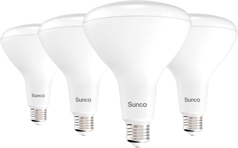 Photo 1 of Sunco 4 Pack BR40 Light Bulbs, LED Indoor Flood Light, Dimmable, CRI94 6000K Daylight Deluxe, 100W Equivalent 17W, 1400 Lumens, E26 Base, Indoor Residential Home Recessed Can Lights, High Lumens - UL
