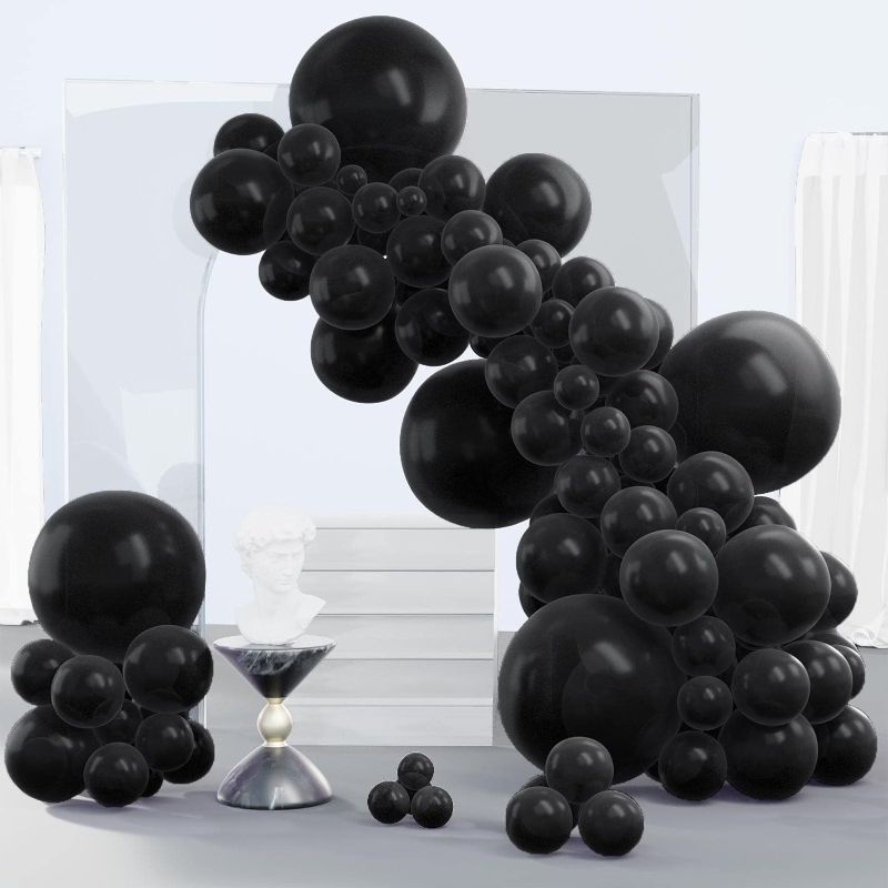 Photo 1 of PartyWoo Black Balloons, 140 pcs Matte Black Balloons Different Sizes Pack of 18 Inch 12 Inch 10 Inch 5 Inch Black Balloons for Balloon Garland Balloon Arch as Birthday Party Decorations, Black-Y18
