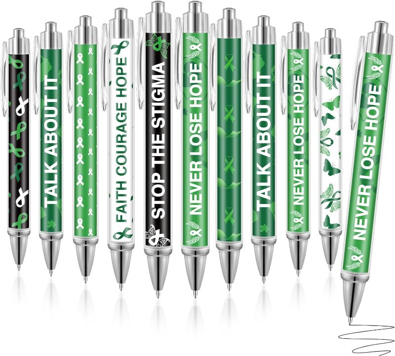 Photo 1 of Yeaqee 48 Pcs Mental Health Awareness Pens Motivational Retractable Pen Therapist Mental Health Courage Faith Ballpoint Pen 1.0 mm Black Ink for Office Charity Mental Health Accessories Favors Items
