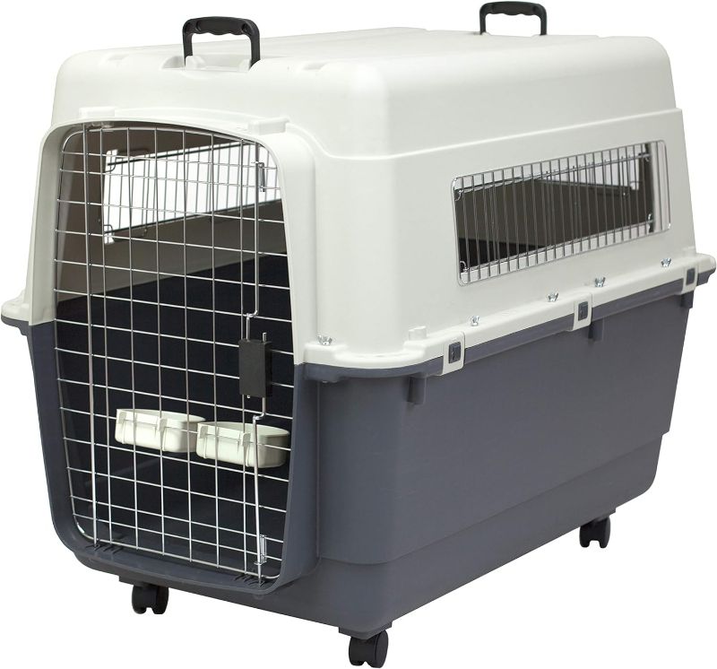 Photo 1 of SportPet Designs Plastic Kennels Rolling Plastic Wire Door Travel Dog Crate, XXL
