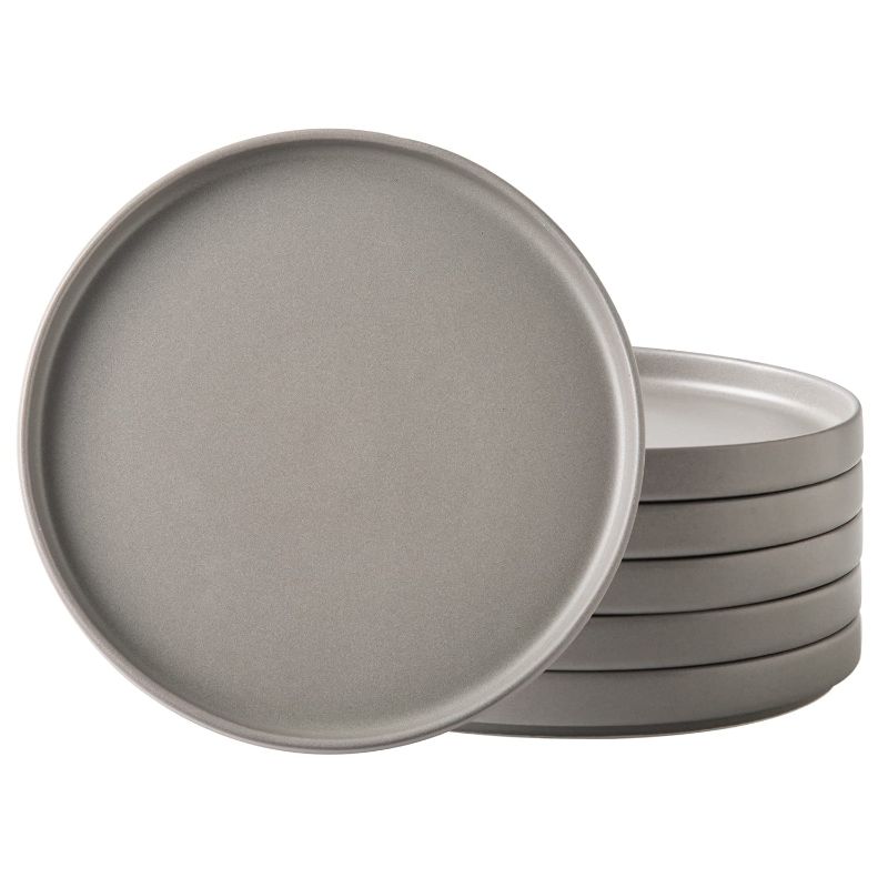 Photo 1 of AmorArc Ceramic Plates Set of 6, Matte Glaze 8.0 Inch Dishes Set for Kitchen, Dessert,Salad,Appetizer, Small Dinner Plates, Microwave & Dishwasher Safe, Scratch Resistant, Matte Grey 8.0 Inch Matt Gray