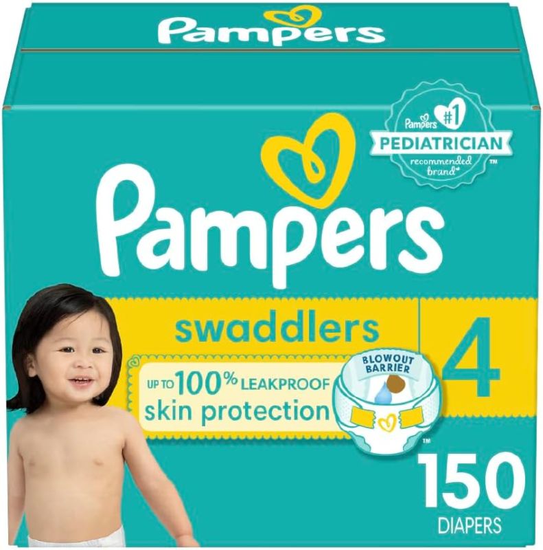 Photo 1 of Pampers Swaddlers Diapers - Size 4, One Month Supply (150 Count), Ultra Soft Disposable Baby Diapers
