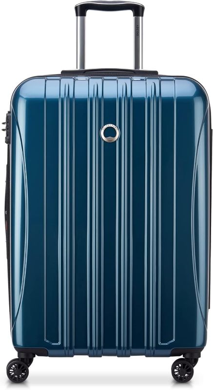 Photo 1 of DELSEY Paris Helium Aero Hardside Expandable Luggage with Spinner Wheels, Teal, Checked-Medium 25 Inch
