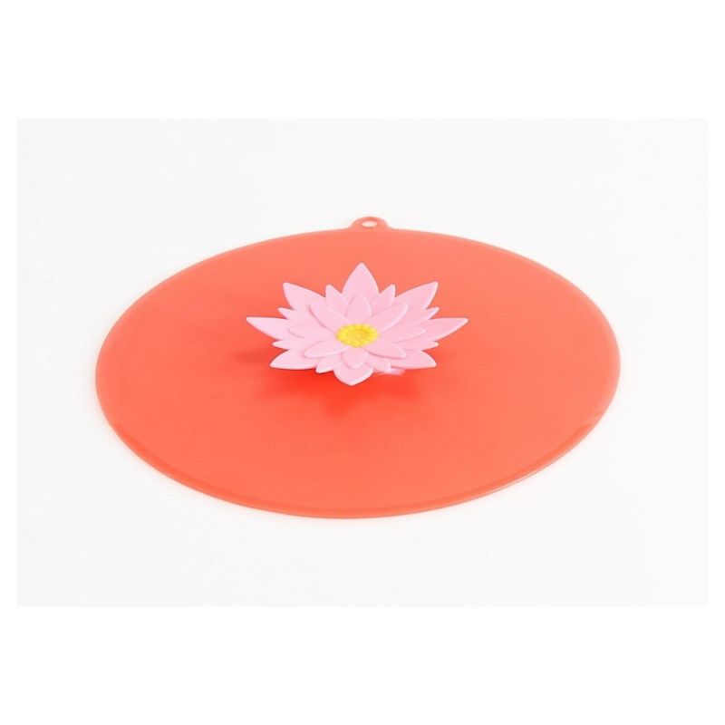 Photo 1 of 2 Pack - Charles Viancin 11" Silicone Lid Splatter Screen, Red with Flower Handle