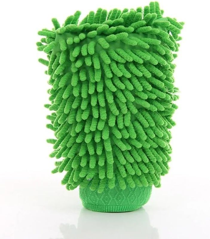 Photo 1 of Microfiber Car Wash Gloves Chenille Car Mitt Cleaning Tool Car Detailing Thick Car Care Detailing Brushes Washer Sponge Green 1Pcs