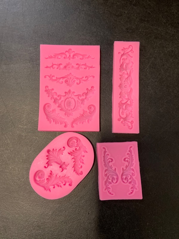 Photo 2 of 5 Pcs Baroque Style Curlicues Scroll Lace Fondant Silicone Mold, Relief Flower Lace Mould Filigree Mold 3D Sculpted Decoration, Cupcake Topper, Jewelry, Polymer Clay, Crafting Projects
