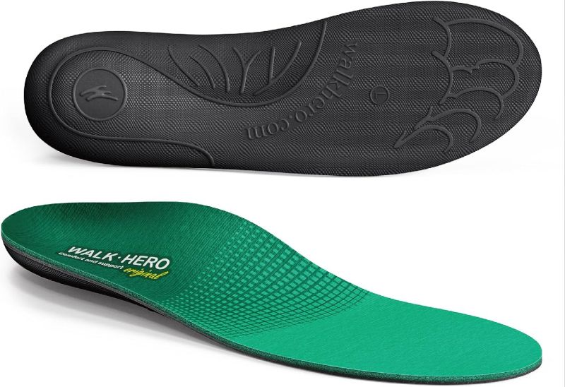 Photo 1 of Size 12-12 1/2 Mens or 14 - 14 1/2 Womens - Walkhero Plantar Fasciitis Insoles, High Arch Support Orthotic Shoe Inserts, Relieve Foot Pain and Flat Foot (Mens 12-12 1/2 | Womens 14-14 1/2 Green)