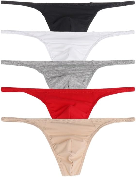 Photo 1 of Size Medium - Men's Cotton Low Waist Bulge Pouch G-String Thongs Underwear Spaghetti Strap Thong Panties