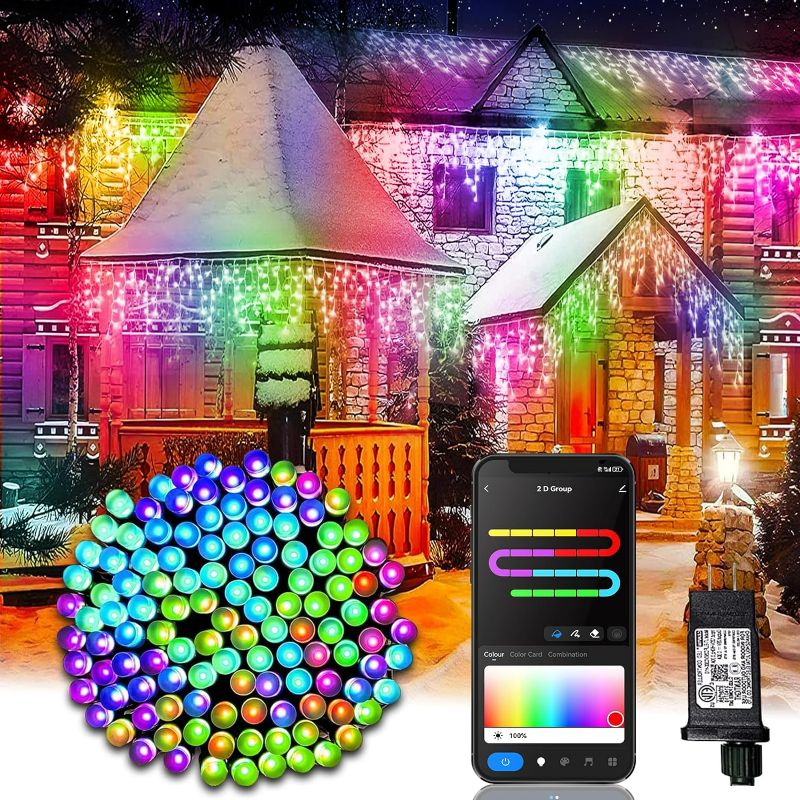 Photo 1 of Smart Christmas Lights 75FT 200 LEDs Smart Lights Segmented LED APP Control with 44 Modes Million Colors LED Christmas Lights Indoor and Outdoor Lighting Decoration IP65 Waterproof (2.4Hz)