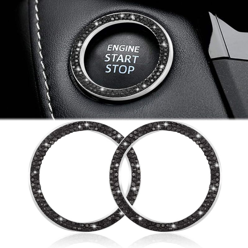 Photo 1 of Car Engines Start Stop Accessories for Car Interior Decoration Black 2pcs Rhinestone Sticker