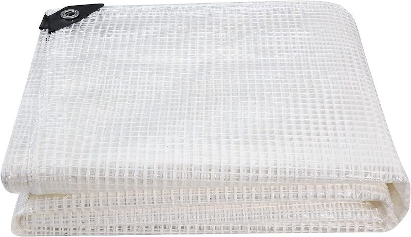 Photo 1 of Clear Greenhouse Heavy Duty tarp 14 Mil Clear Waterproof Cover,UV Resistant Poly Tarp with Grommets 12 x16ft Superior Strength,for Gardening, Farming, Nursery, Garden