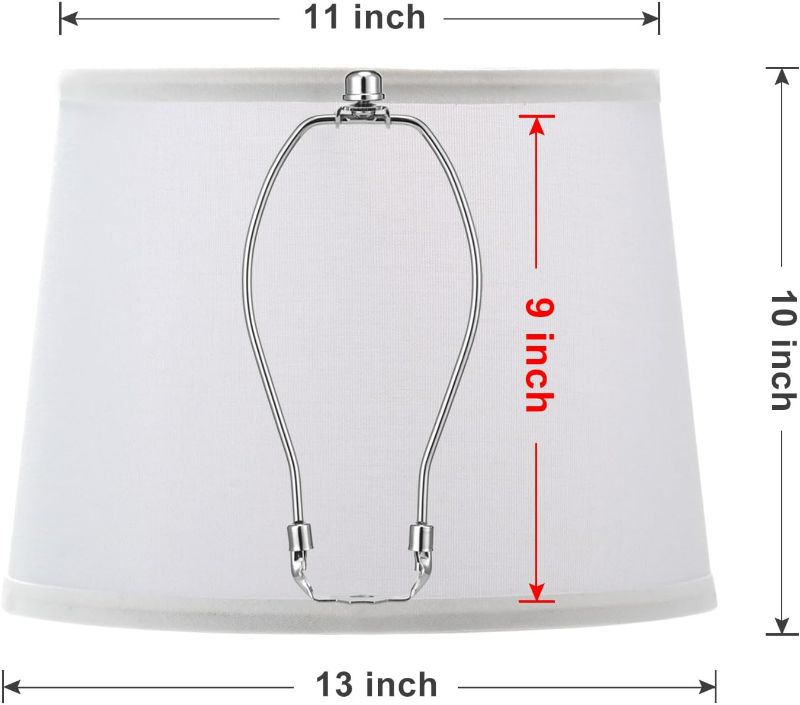 Photo 1 of White Lamp Shade, 11 x 13 x 10 inch (Medium - Large Size), Drum Lampshade with 9 inch Harp, Modern Fabric Lamp Shade for Table Lamp and Floor Lamp, Linen Lamp Cover
