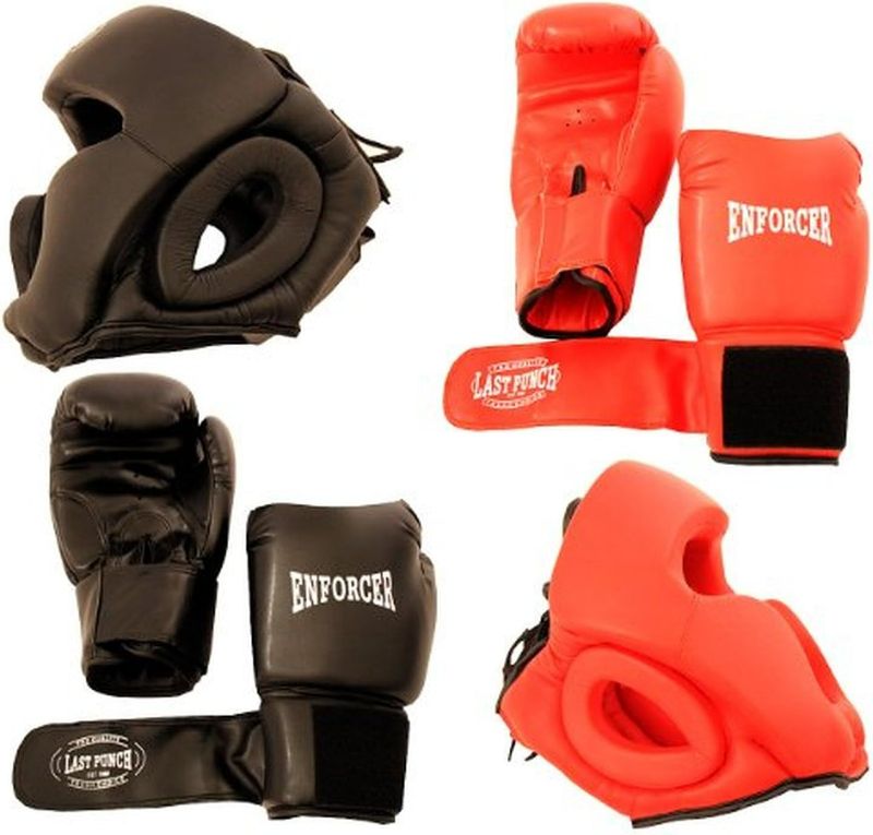 Photo 1 of Set 2 Pairs Professional Boxing Gloves 16oz Sparring - 2 Headgears - [S103]