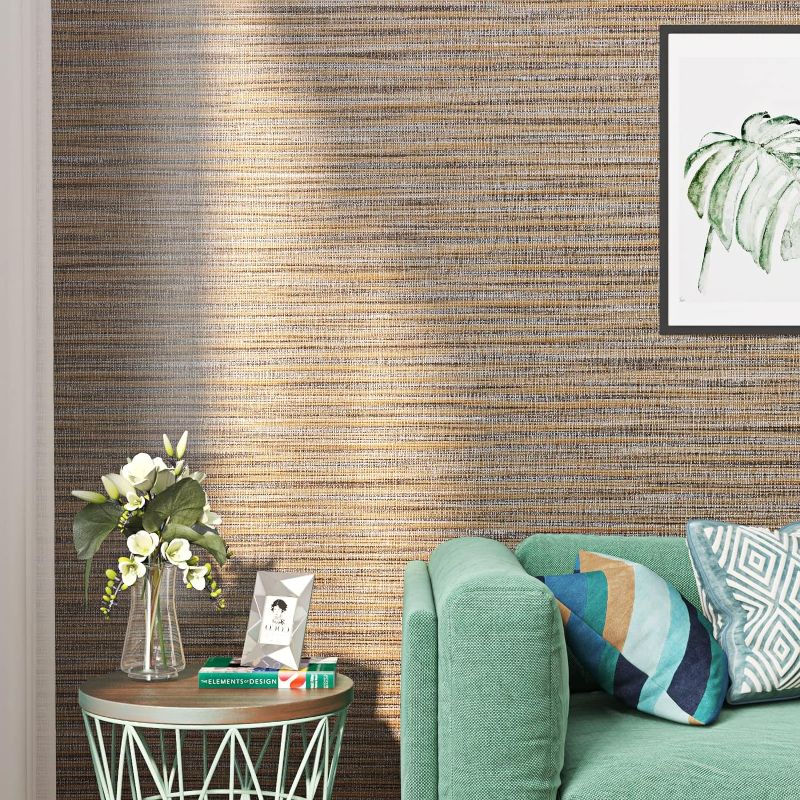 Photo 1 of FunStick 24"x394" Textured Tan Brown Wallpaper Peel and Stick Grasscloth Wallpaper for Bedroom Bathroom Thick Removable Brown Contact Paper Peel and Stick Wallpaper for Cabinets Living Room Cubicle