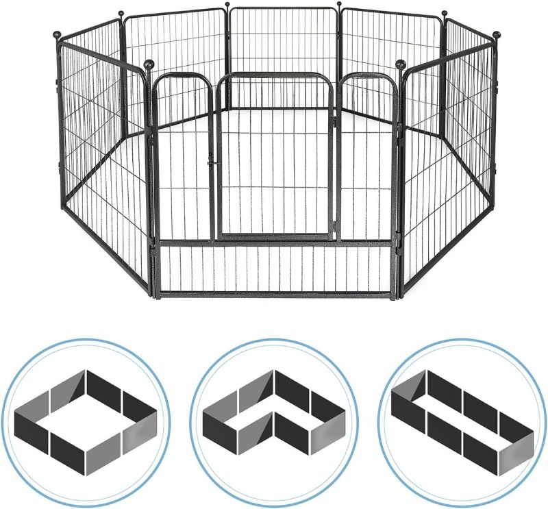 Photo 1 of Fencer Wire Foldable Outdoor/Indoor Pet Playpen with Gate, Available in 24"/32"/40" Height Metal Portable Kennel, Heavy-Duty Exercise Fence Cage 8/16/24/32 Panels for Large/Medium/Small Dog, Animals