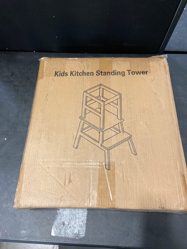 Photo 3 of Kitchen Step Stool for Kids and Toddlers with Safety Rail, White Kids Step Stool Standing Tower Stool for Bathroom& Kitchen